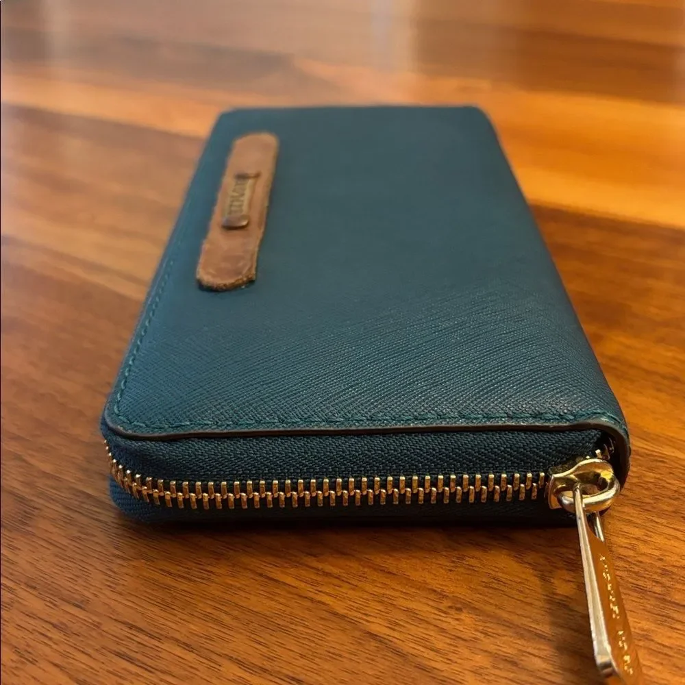 Michael Kors Explore Teal Zip Around Wallet
